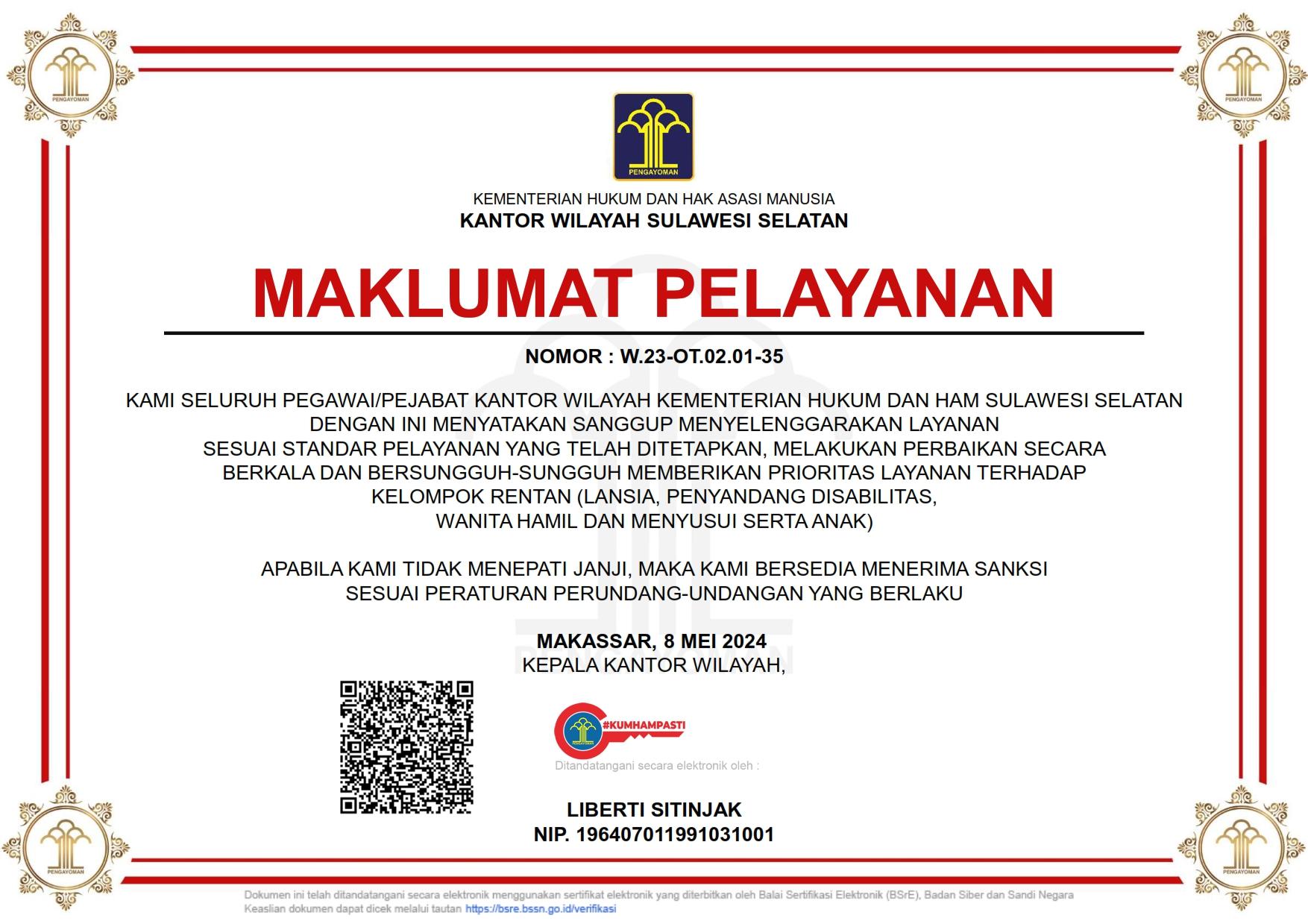 MAKLUMAT PELAYANAN 001