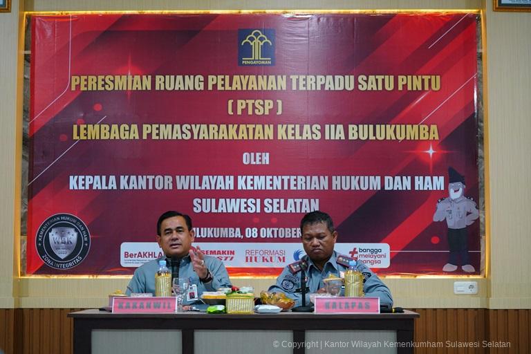 Kakanwil Kemenkumham Sulsel Minta Jajaran Lapas Bulukumba Laksanakan Tusi Sesuai SOP