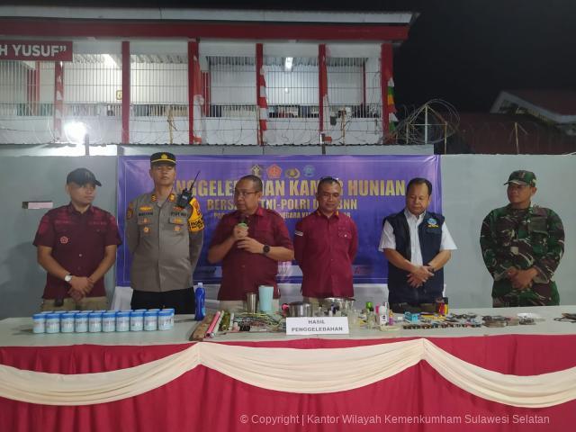 Kanwil Kemenkumham Sulsel Gandeng BNN TNI dan POLRI Sidak Rutan Kelas I Makassar