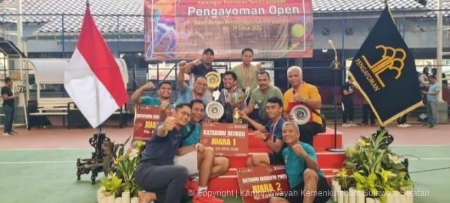 Kemenkumham Sulsel Juara Umum Turnamen Tenis Peringatan Hari Pengayoman Tahun 2024