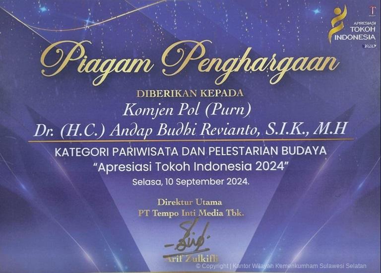 Tingkatkan Sektor Pariwisata dan Pelestarian Budaya Sultra Andap Raih Penghargaan Apresiasi Tokoh Indonesia 2024